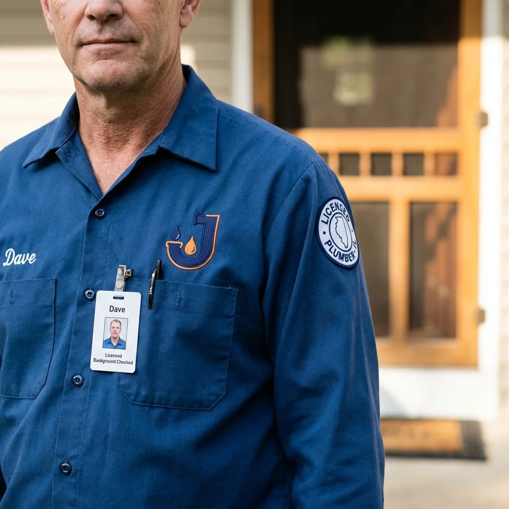 Licensed plumber showing ID badge in Maybrook, NY