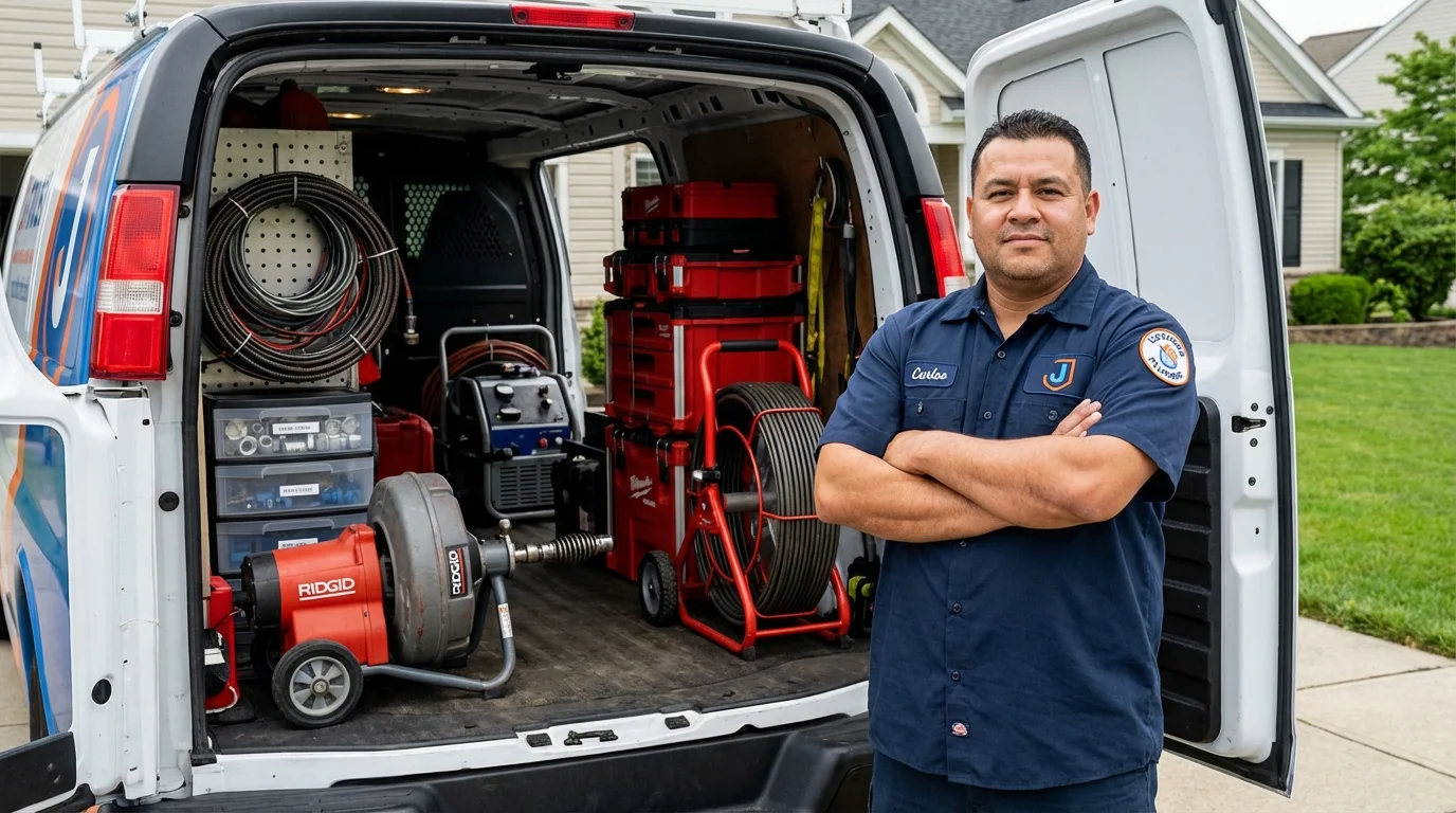 Professional drain cleaning equipment and Johns Plumbing LLC plumber in Maybrook