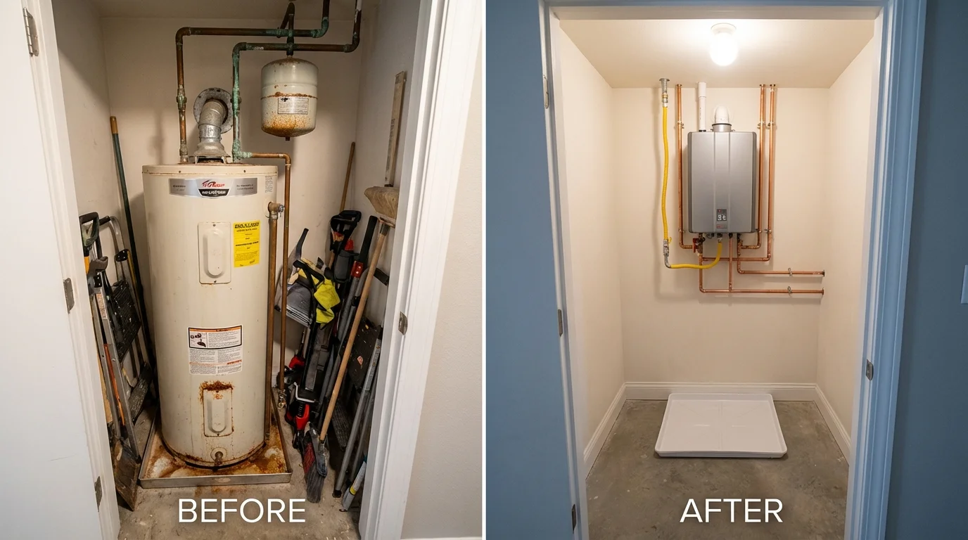 Tank water heater versus wall-mounted tankless unit comparison for Maybrook, NY homeowners